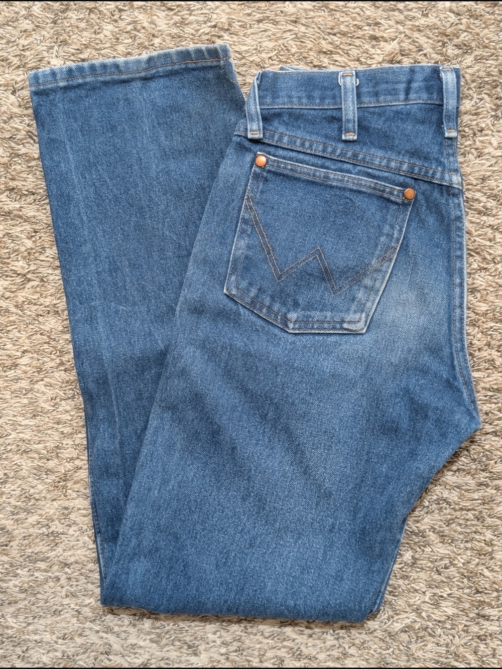 Wrangler Blue Denim Jeans  30x32 Men's 13awz Cowboy Cut A001 5 Pocket Button Zip - Picture 3 of 11